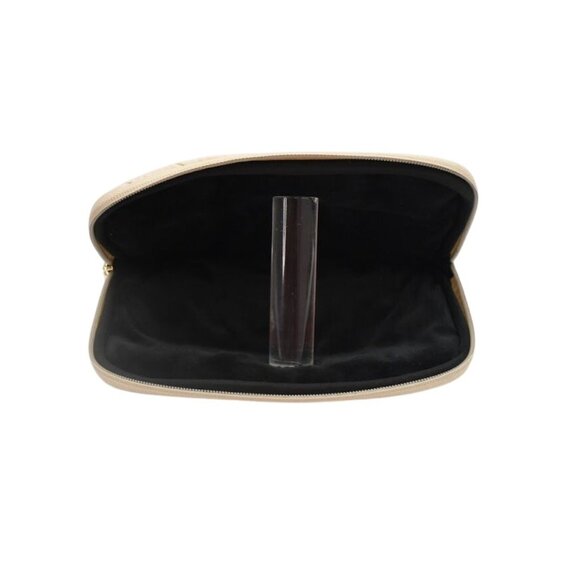 Vandel Beige Quilted Laptop Sleeve With Gold Zipper Closure - Picture 4 of 4